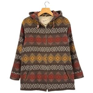 Woolrich Vintage Wool Aztec Southwestern Full Zip Hooded Jacket Made in USA M